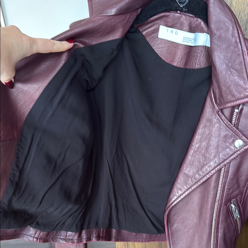 IRO Red Leather Moto Jacket - Picture 5 of 7